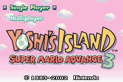 Yoshi's Island: Super Mario Advance 3 title screen for GameBoy Advance
